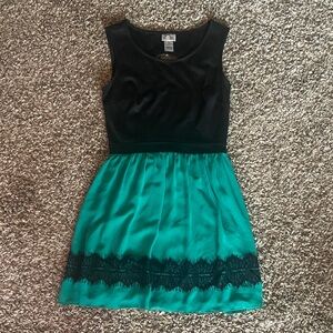 Sweet Storm Black and Teal Dress